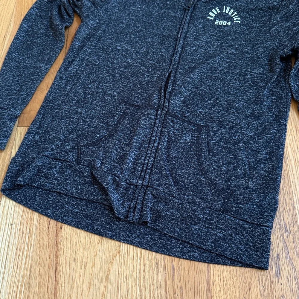 JUSTICE Heather Black Zip-Up Hoodie, Size 8